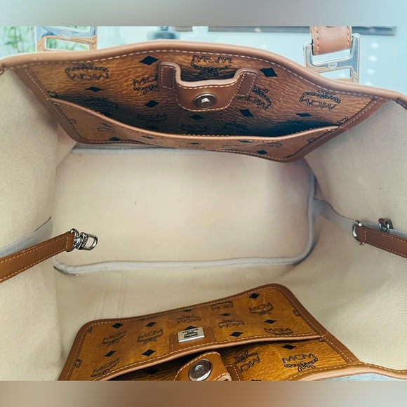 MCM Cognac Visetos Tote Bag - Picture 9 of 16
